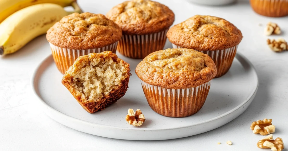 banana bread muffins recipe header