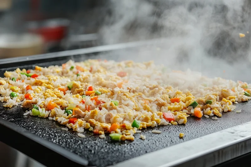 Blackstone Fried Rice Recipe preparation mixed cooking