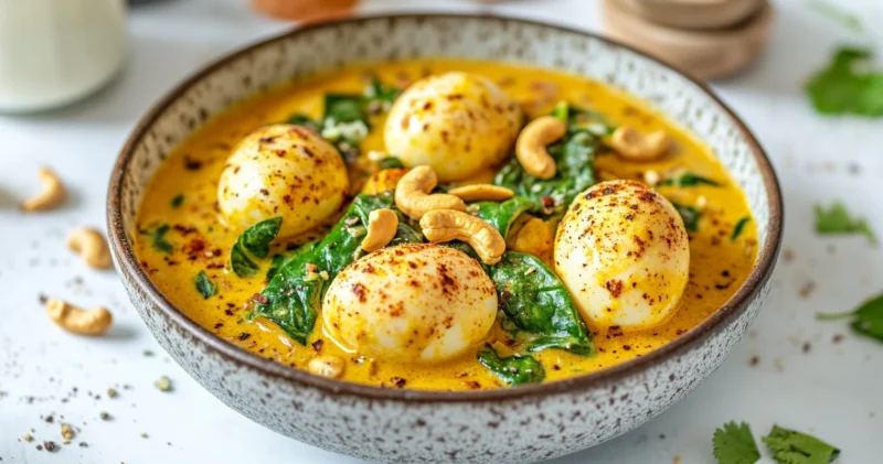 Egg Curry Recipe variation with spinach