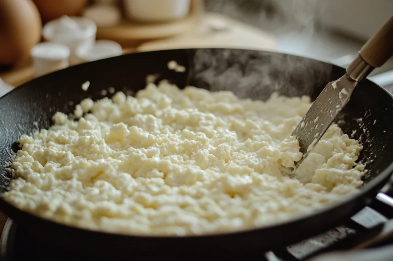 Scrambled Eggs with Cottage Cheese skillet