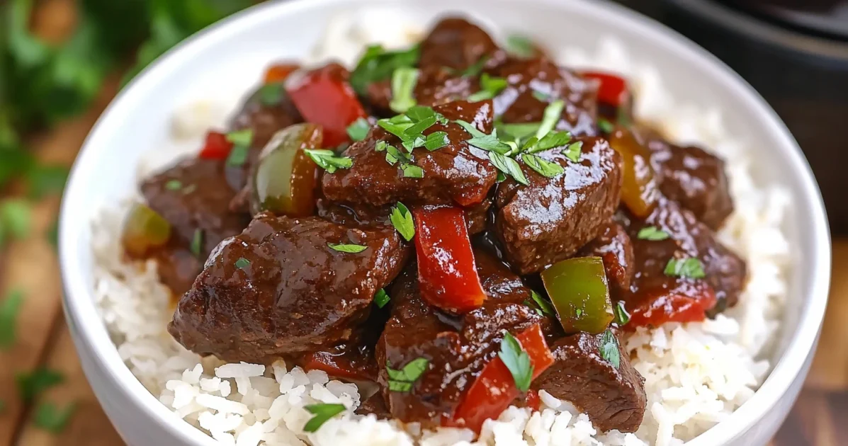 Crockpot Pepper Steak Recipe Featured